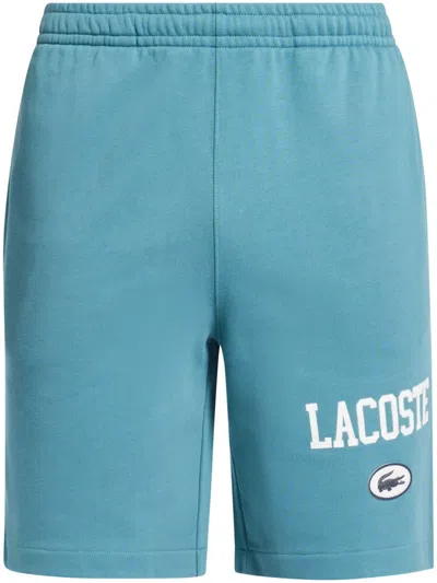 Lacoste Logo-print Organic Cotton Shorts In Blue