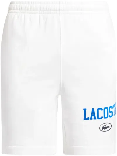 Lacoste Logo-print Organic Cotton Shorts In White