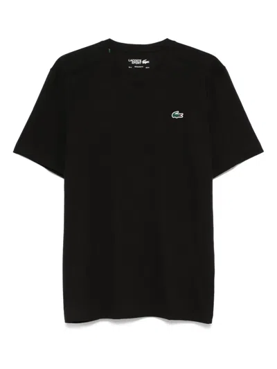 Lacoste Logo-embroidered Crew-neck T-shirt In Black