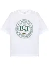 Lacoste Logo Print Crew Neck T-shirt In 白色