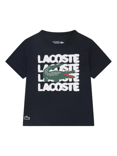Lacoste Kids' Logo Print T-shirt In Black