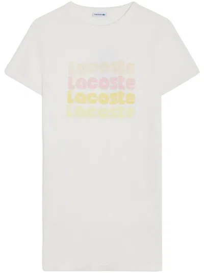 Lacoste Kids' Logo-print T-shirt Dress In White