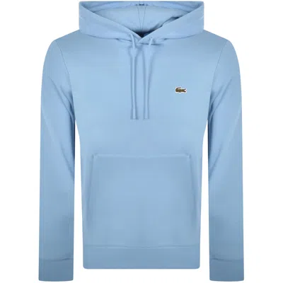 Lacoste Crocodile Logo-patch Drawstring Hoodie In Blue