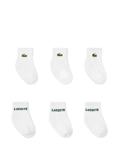 Lacoste Babies' Logo Socks (set Of Six) In White