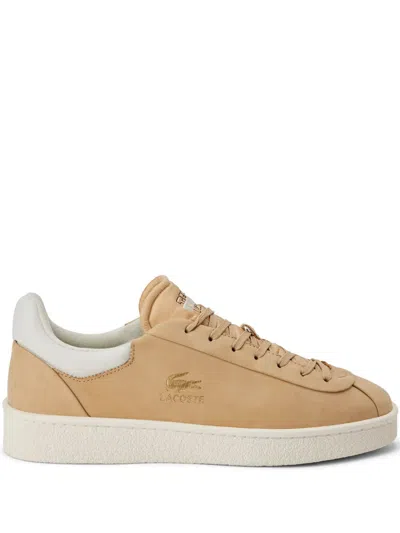 Lacoste Logo-stamp Lace-up Trainers In Neutrals