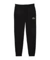 Lacoste Crocodile Badge Drawstring Cotton Sweatpants In Black