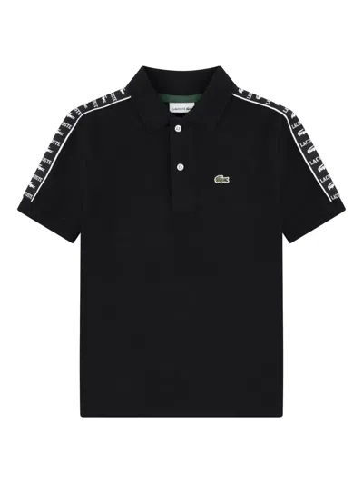 Lacoste Kids' Logo-tape Polo Shirt In Black