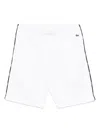 Lacoste Logo Trim Cotton Fleece Shorts In White