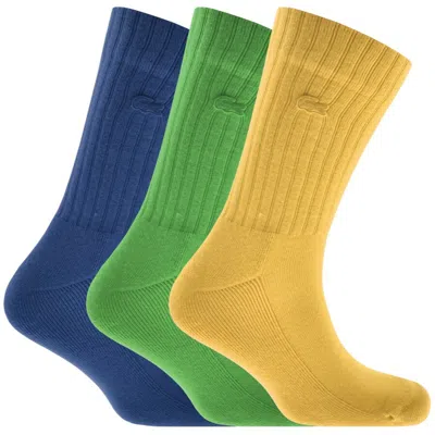 Lacoste Logo Triple Pack Socks In Multi