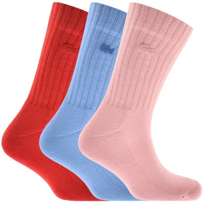 Lacoste Logo Triple Pack Socks In Multi