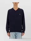 Lacoste Logo V-neck Sweater Ribbed Finish