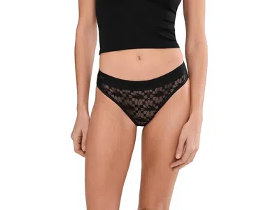 Lacoste Logo Waist Mesh Briefs In Black