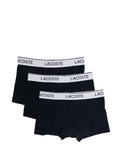 Lacoste Logo-waistband Boxer Briefs (set Of Three) In Black