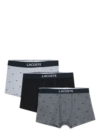 Lacoste Logo-waistband Boxers (pack Of Three) In Black