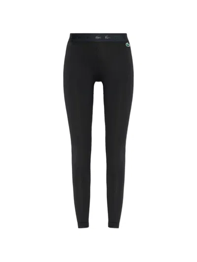 Lacoste Logo-waistband Leggings In Black