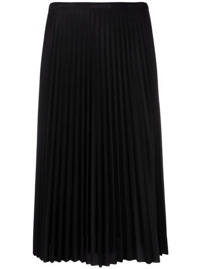 Lacoste Logo-waistband Pleated Skirt In Black