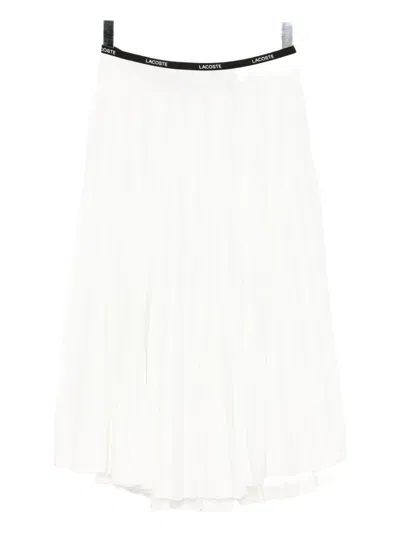 Lacoste Logo-waistband Pleated Skirt In White