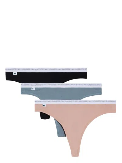 Lacoste Logo-waistband Thong (pack Of Three) In 蓝色