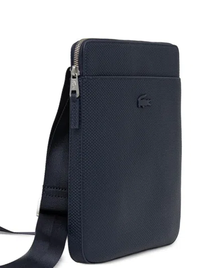 Lacoste Logo Zip Cross Body Bag In Blue