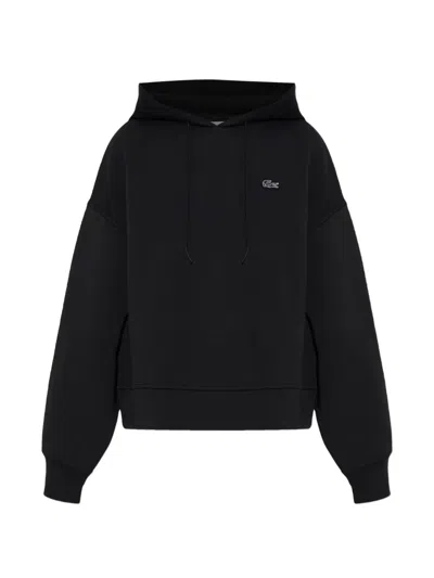 Lacoste Logo-appliqué Hoodie In Black