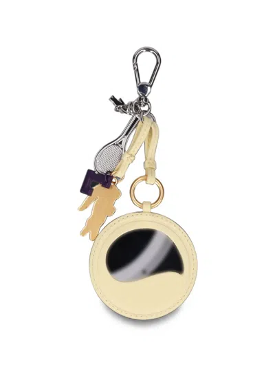 Lacoste Logo-charm Mirror Keyring In Gold