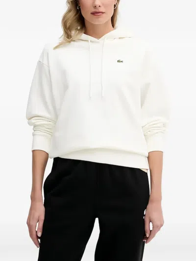 Lacoste Logo-detail Hoodie In White