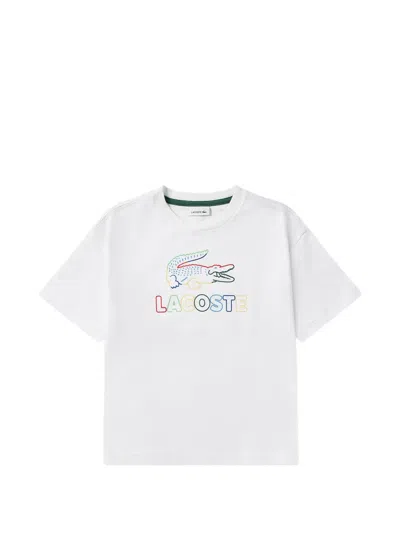 Lacoste Kids' Logo-detail T-shirt In White