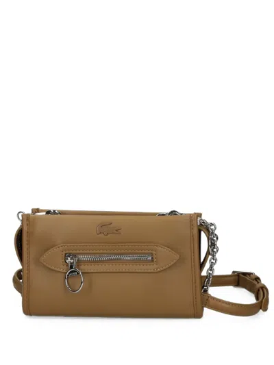 Lacoste Logo-embossed Crossbody Bag In Brown