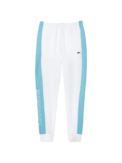 Lacoste Logo-embroidered Colourblock Track Pants In White