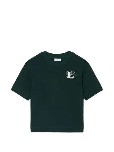Lacoste Logo-embroidered Oversized T-shirt In Green