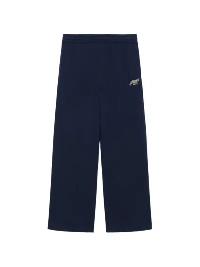 Lacoste Logo-embroidered Wide-leg Track Pants In Blue