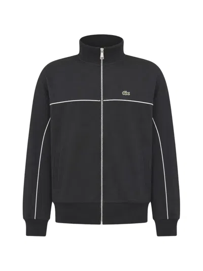 Lacoste Logo-embroidered Zip-fastening Sweatshirt In Black