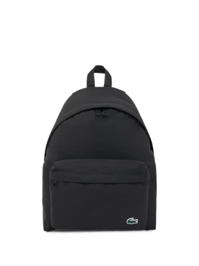 Lacoste Logo-patch Backpack In Black