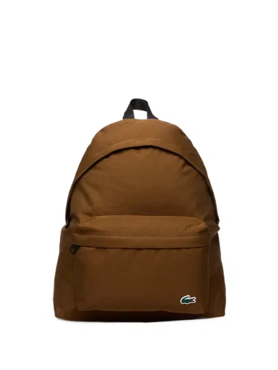 Lacoste Logo-patch Backpack In Brown