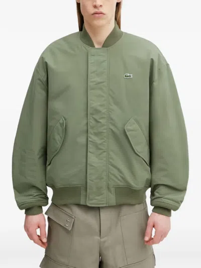 Lacoste Logo-patch Bomber Jacket In Green
