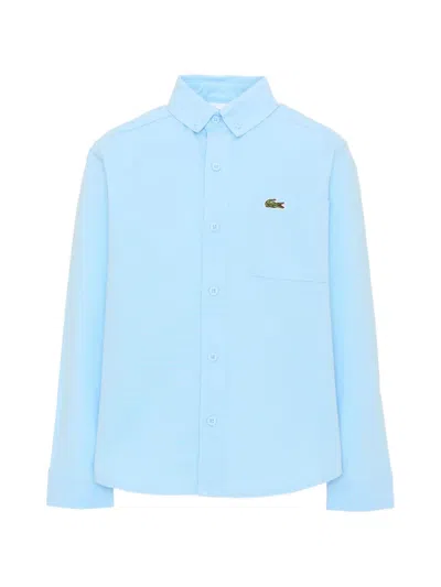 Lacoste Kids' Logo-patch Button-down Shirt In Blue