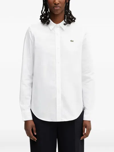 Lacoste Logo-patch Button-down Shirt In White