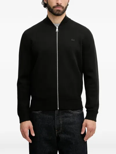 Lacoste Logo-patch Cardigan In Black