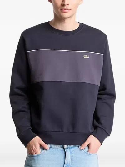 Lacoste Logo-patch Colour-block Sweater In Purple