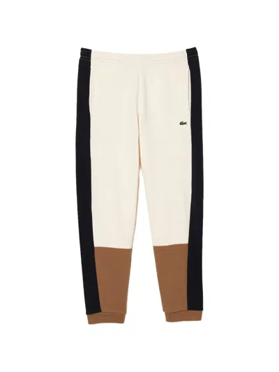 Lacoste Logo-patch Colourblock Track Pants In Brown