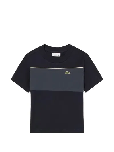 Lacoste Kids' Logo-patch Colour-block T-shirt In Black