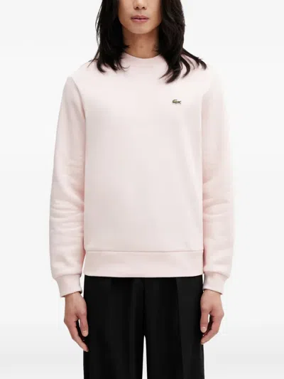 Lacoste Logo-patch Crew-neck Sweatshirt In Pink