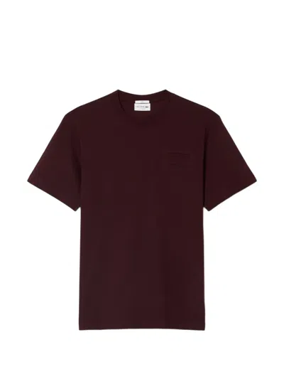 Lacoste Logo-patch Crew-neck T-shirt In Brown