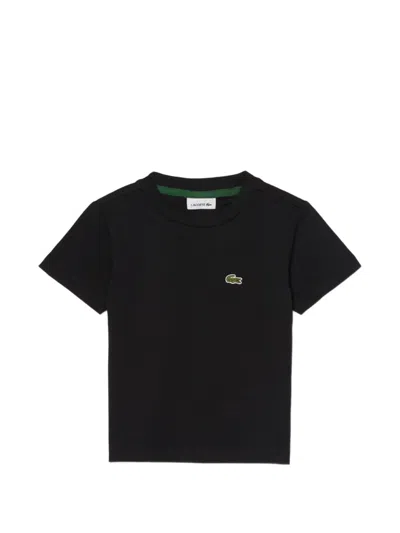 Lacoste Kids' Logo-patch Crew-neck T-shirt In Black