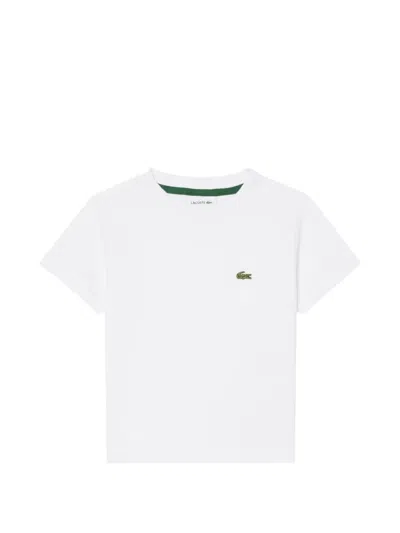 Lacoste Kids' Logo-patch Crew-neck T-shirt In White