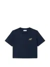 Lacoste Logo-patch Cropped T-shirt In Blue