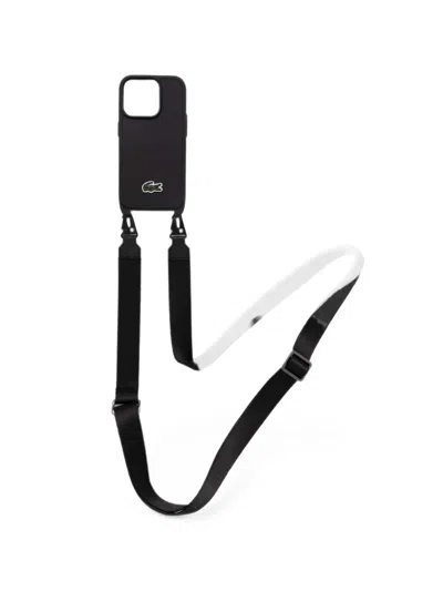 Lacoste Logo-patch Crossbody Phone Case In Black