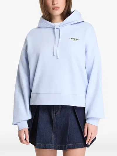Lacoste Logo-patch Drawstring Hoodie In Blue