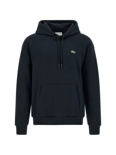 Lacoste Hooded Sweatshirt Logo Detail Front Pocket In Blue