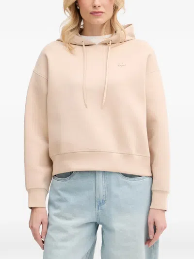 Lacoste Logo-patch Drawstring Hoodie In Neutral
